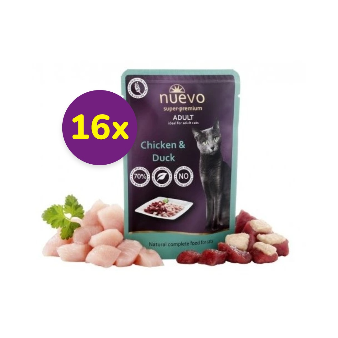NUEVO cat Adult Chicken & Duck bal. 16 x 85 g kapsičky